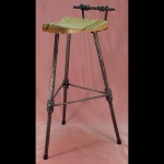 3 LEGGED BAR STOOL WITH SHORT BACK AND CORAL TEXTURE