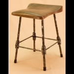 4 LEGGED CHAIR HEIGHT STOOL WITH WALNUT SEAT